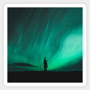 Man Watching The Northern Lights in Iceland Sticker